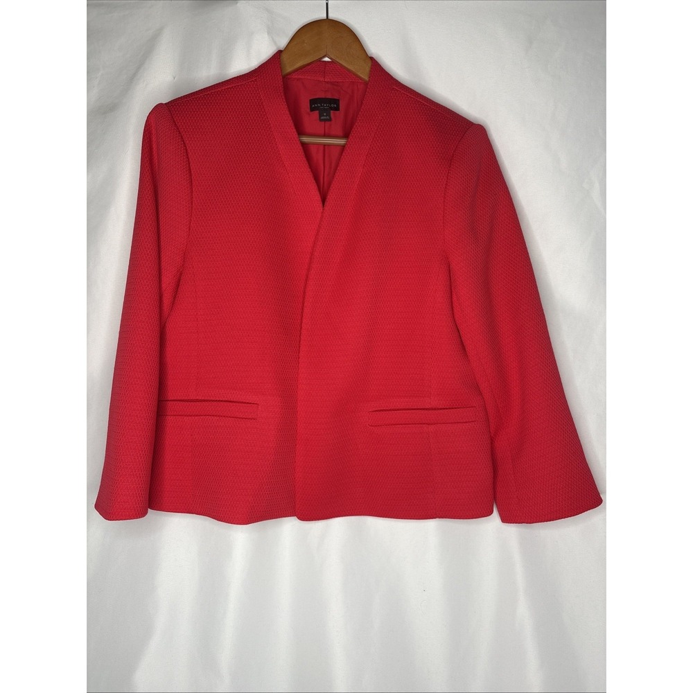Ann Taylor Factory Women's 12‎ Red Cropped Jacket Blazer Career Lined